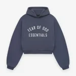 Baby Blue Essentials Hoodie Cropped