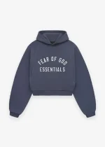 Baby Blue Essentials Hoodie Cropped