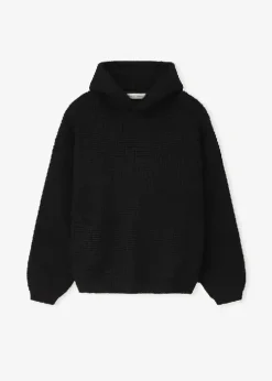 Heavy Waffle 90s Black Hoodie
