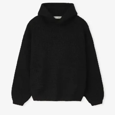 Heavy Waffle 90s Black Hoodie