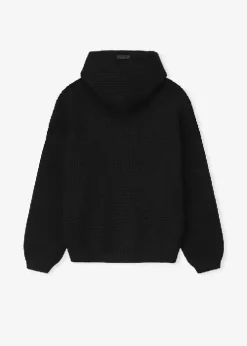 Heavy Waffle 90s Black Hoodie